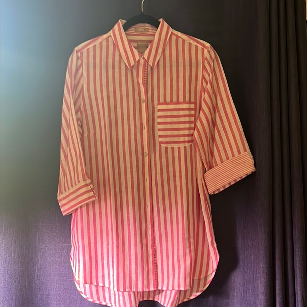 Chico's Fuchsia and White Striped Blouse
